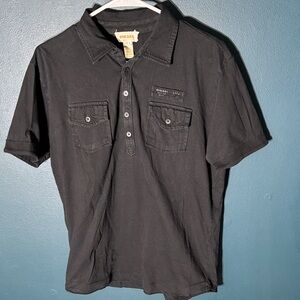 Diesel Men's Black Polo Shirt with Buttoned Pockets